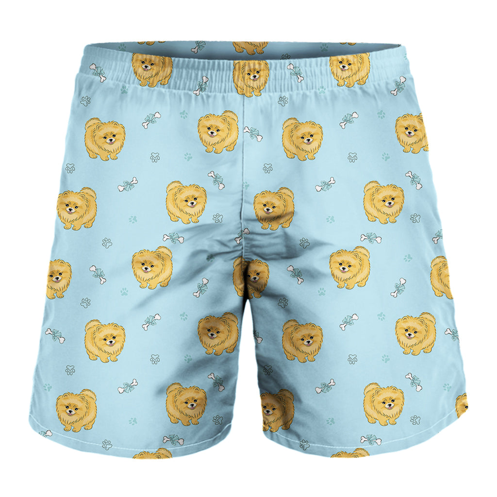 Cartoon Pomeranian Pattern Print Men's Shorts