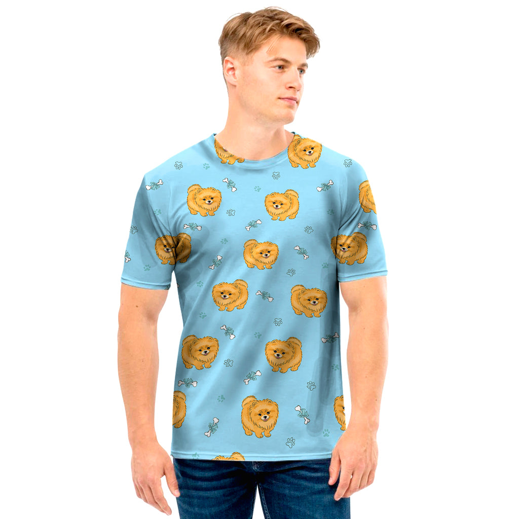 Cartoon Pomeranian Pattern Print Men's T-Shirt