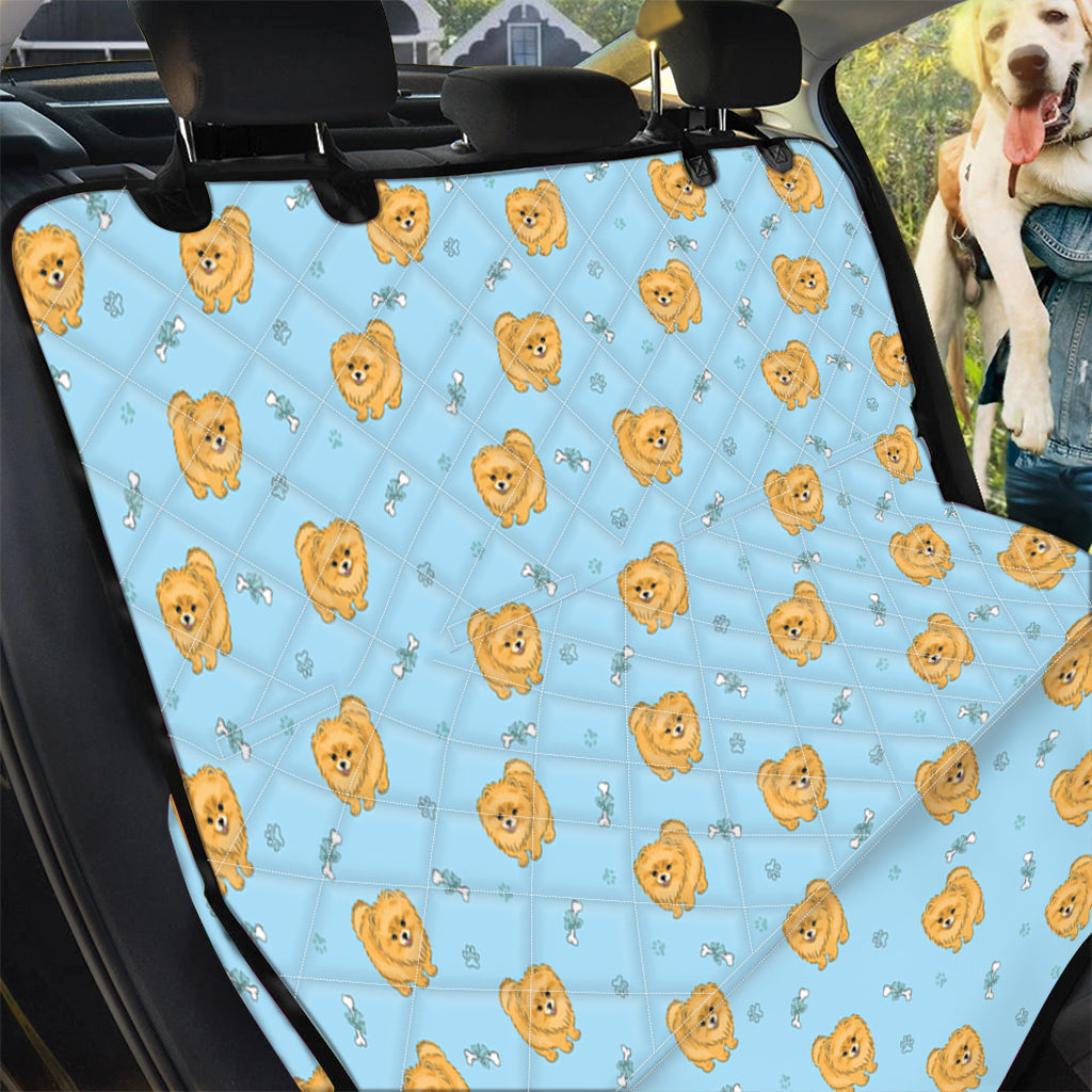 Cartoon Pomeranian Pattern Print Pet Car Back Seat Cover