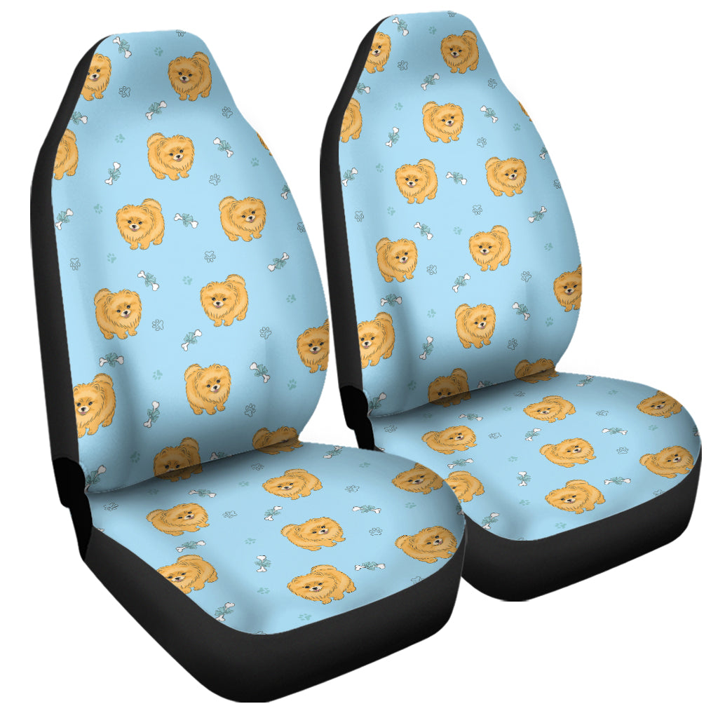 Cartoon Pomeranian Pattern Print Universal Fit Car Seat Covers