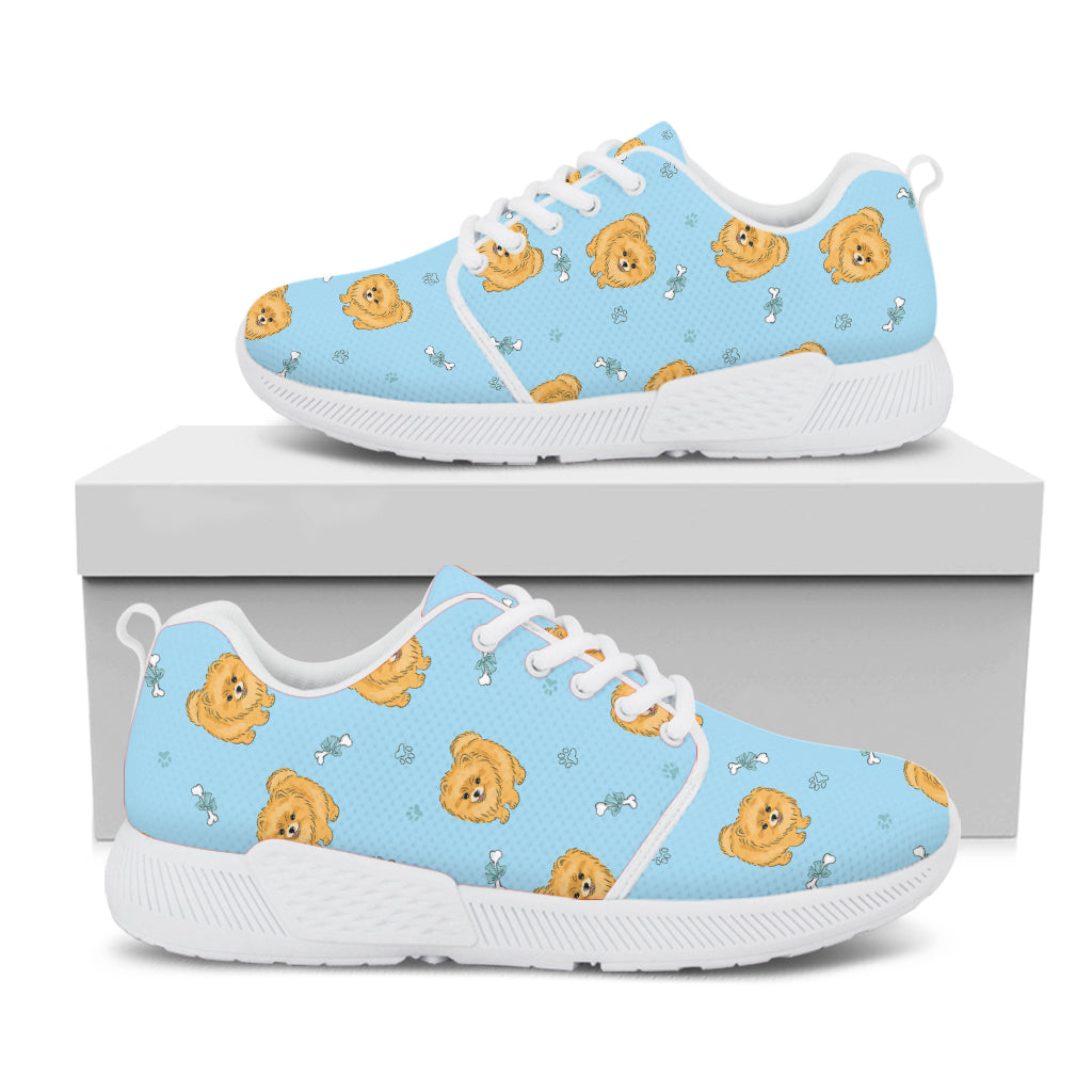 Cartoon Pomeranian Pattern Print White Athletic Shoes