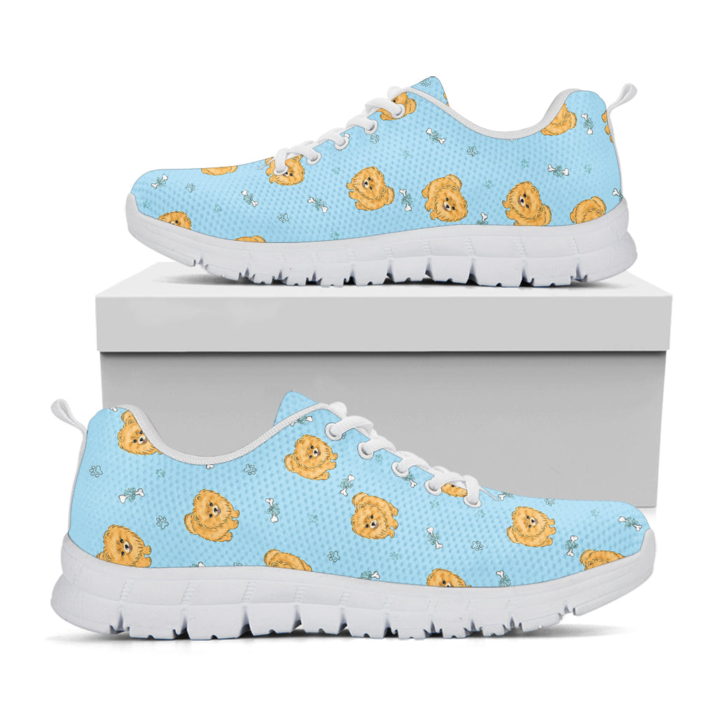 Cartoon Pomeranian Pattern Print White Sneakers