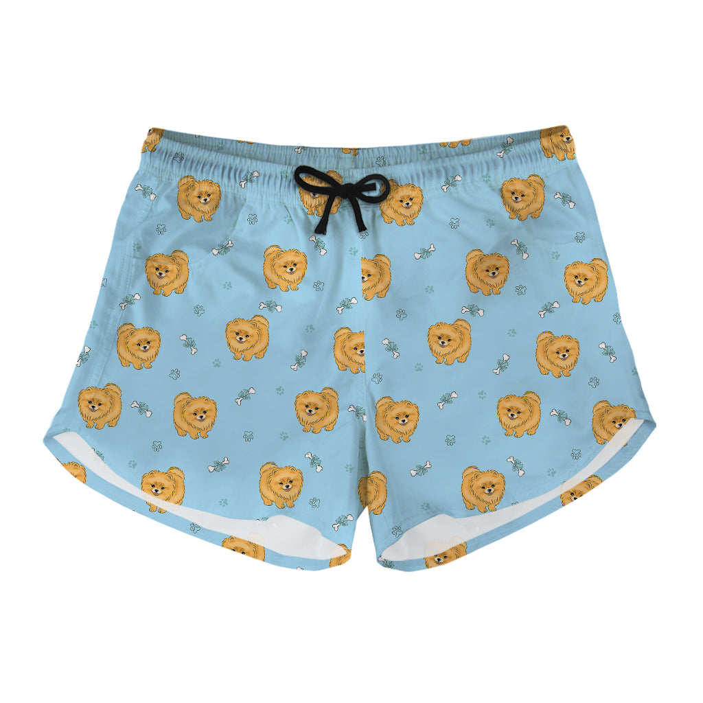 Cartoon Pomeranian Pattern Print Women's Shorts