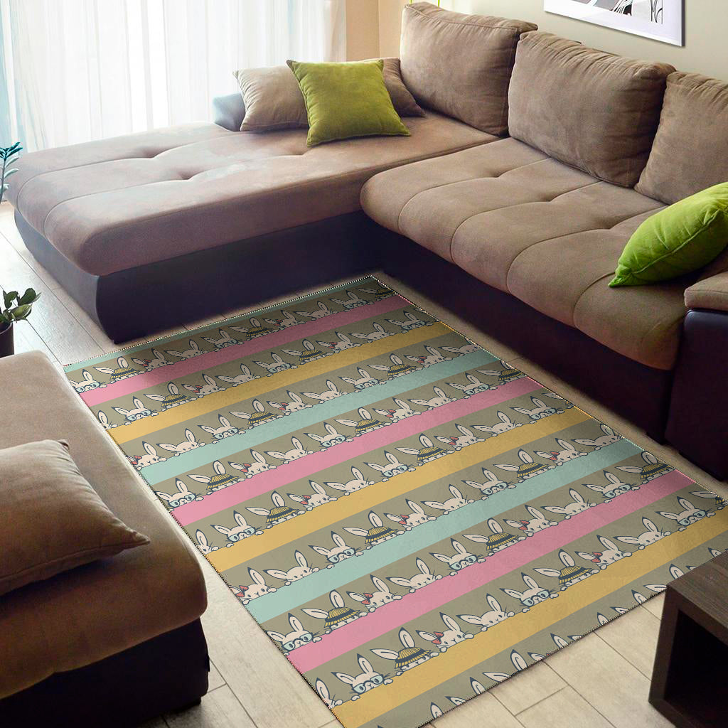 Cartoon Rabbit Pattern Print Area Rug