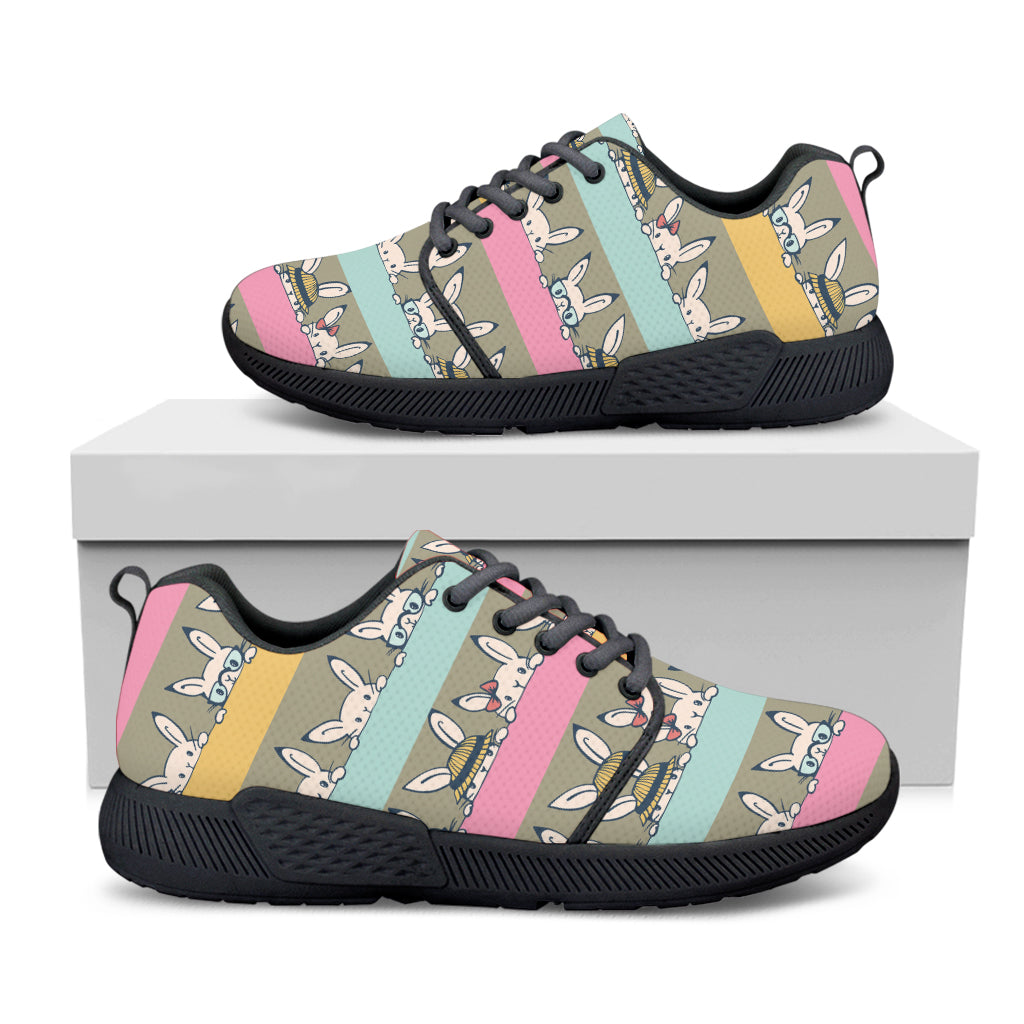 Cartoon Rabbit Pattern Print Black Athletic Shoes