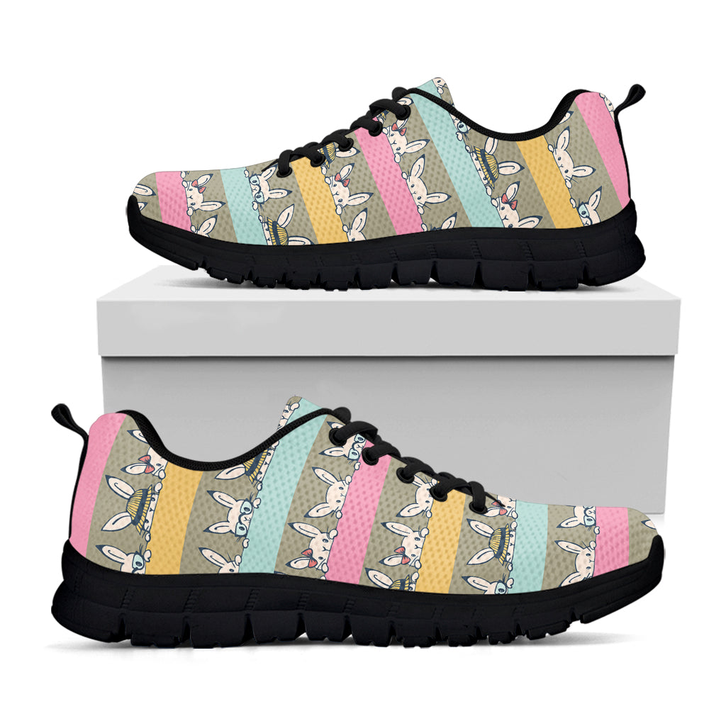 Cartoon Rabbit Pattern Print Black Sneakers