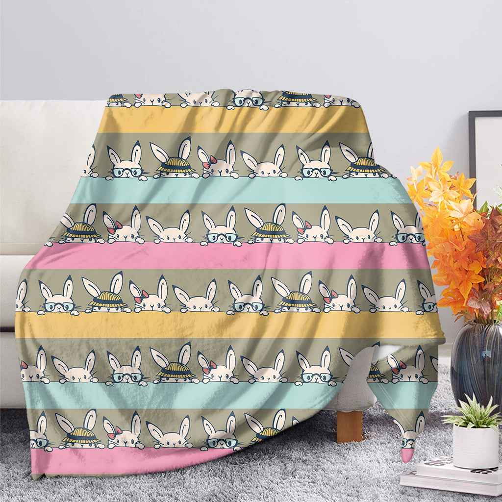 Cartoon Rabbit Pattern Print Blanket