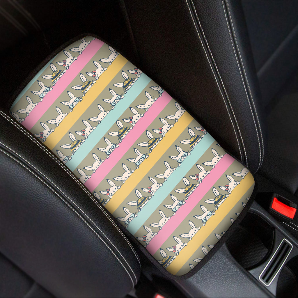 Cartoon Rabbit Pattern Print Car Center Console Cover