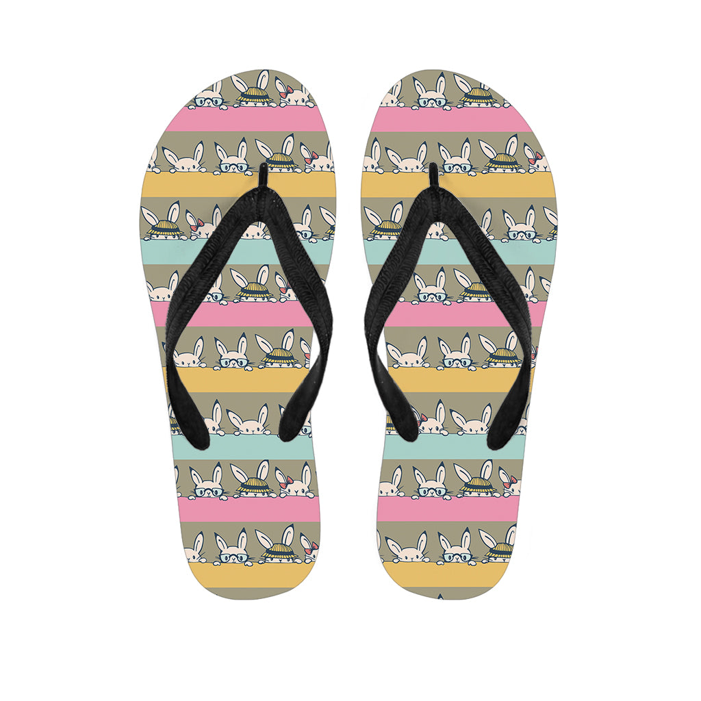 Cartoon Rabbit Pattern Print Flip Flops