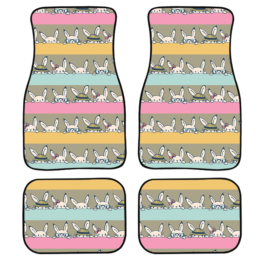 Cartoon Rabbit Pattern Print Front and Back Car Floor Mats