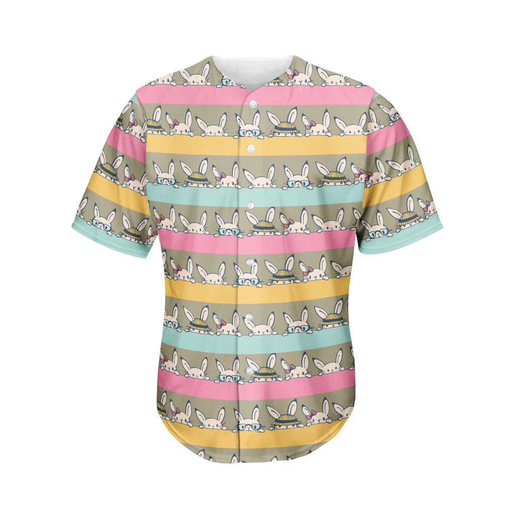 Cartoon Rabbit Pattern Print Men's Baseball Jersey