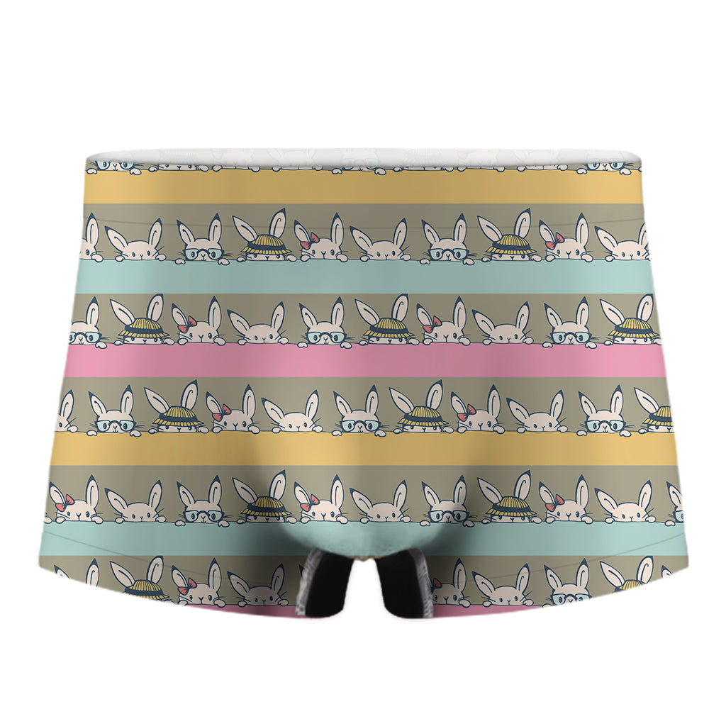 Cartoon Rabbit Pattern Print Men's Boxer Briefs