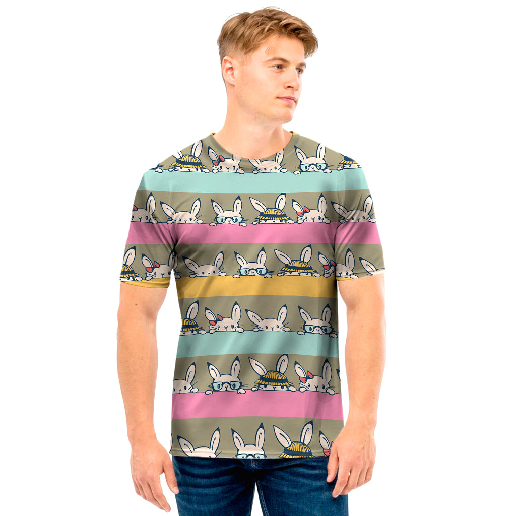 Cartoon Rabbit Pattern Print Men's T-Shirt