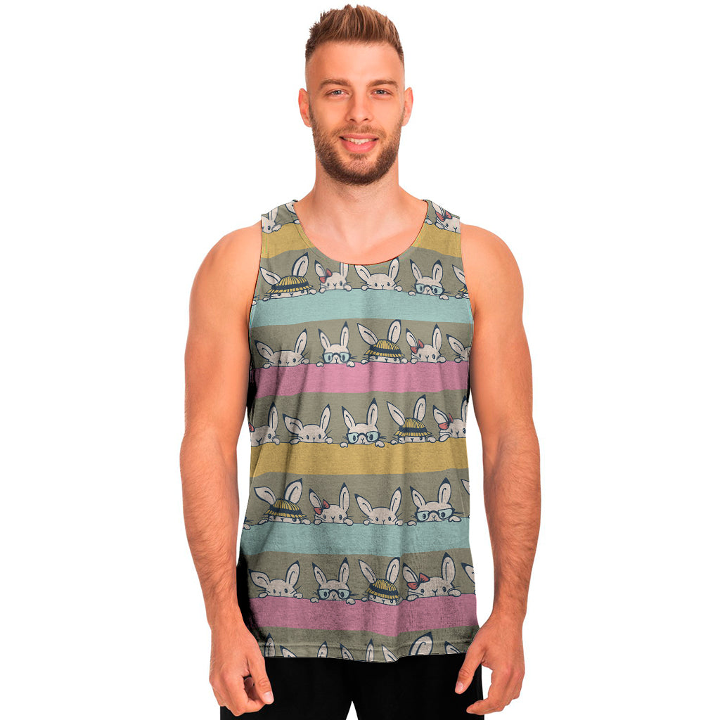 Cartoon Rabbit Pattern Print Men's Tank Top