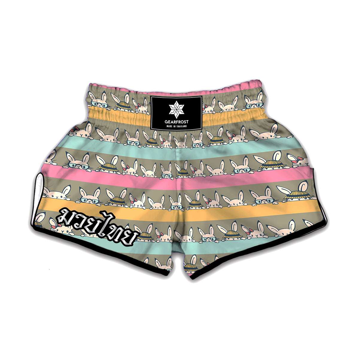 Cartoon Rabbit Pattern Print Muay Thai Boxing Shorts