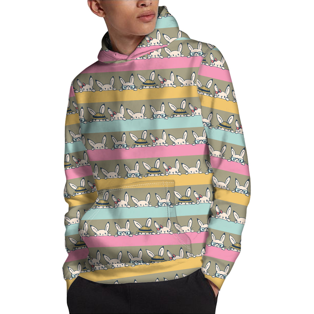 Cartoon Rabbit Pattern Print Pullover Hoodie