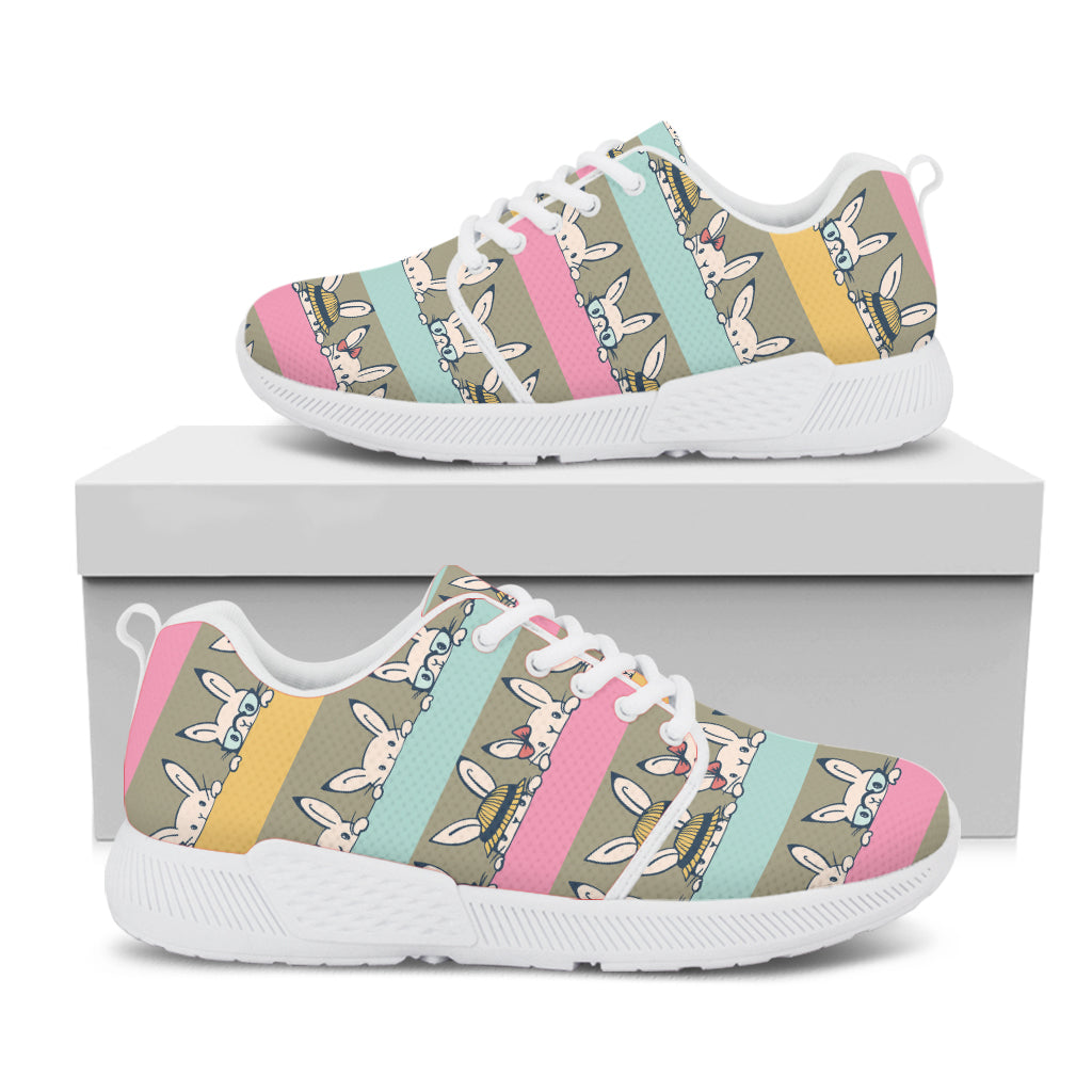 Cartoon Rabbit Pattern Print White Athletic Shoes