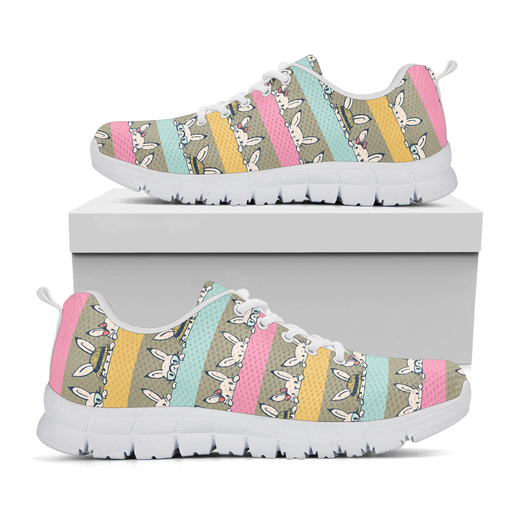 Cartoon Rabbit Pattern Print White Sneakers