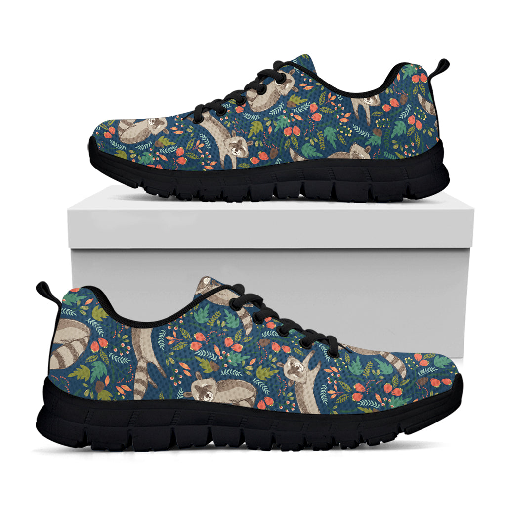 Cartoon Raccoon Pattern Print Black Sneakers