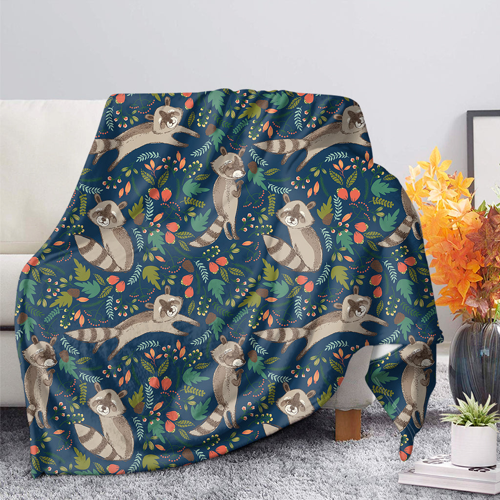 Cartoon Raccoon Pattern Print Blanket