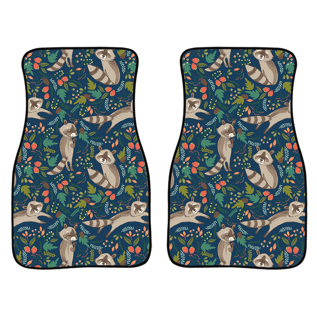 Cartoon Raccoon Pattern Print Front Car Floor Mats