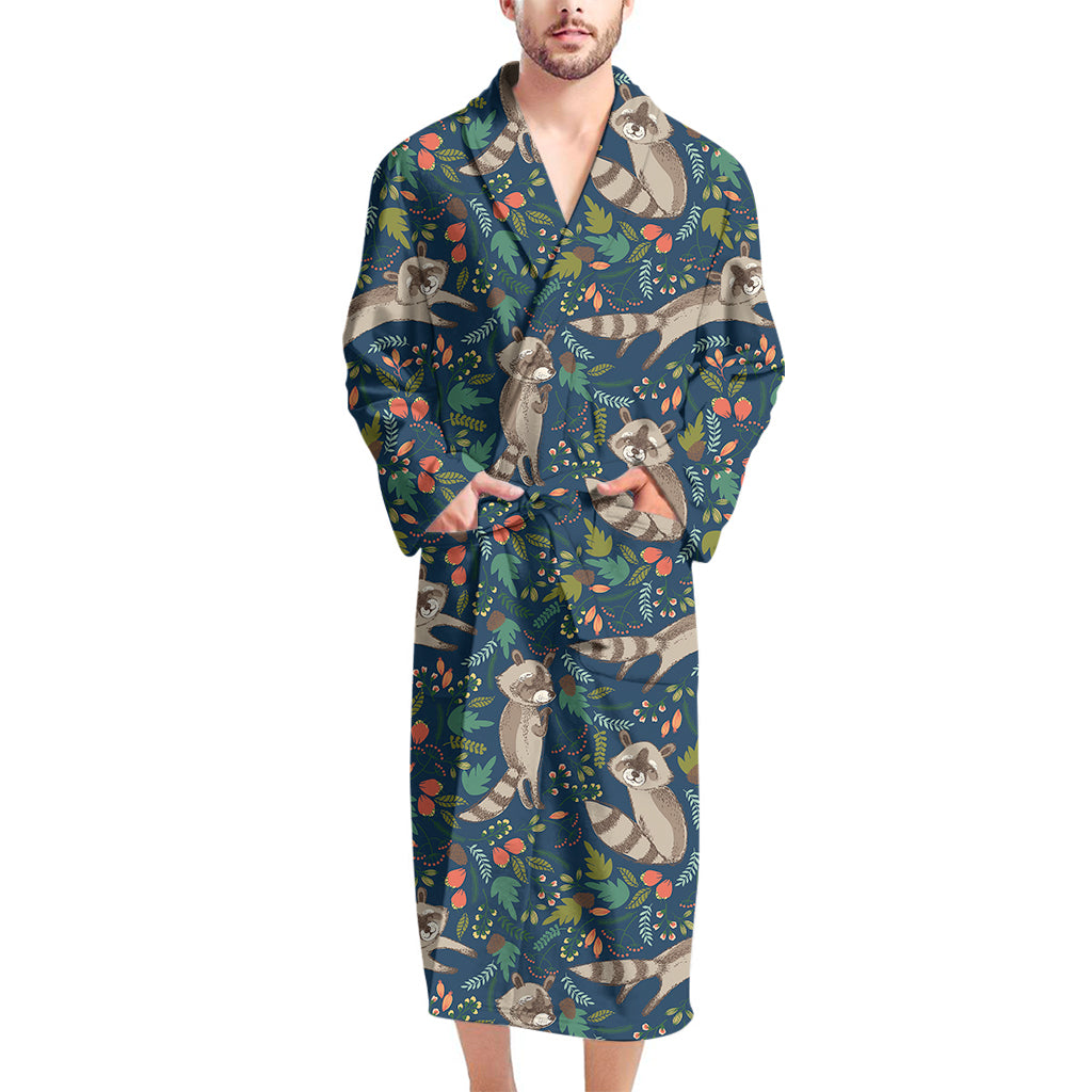 Cartoon Raccoon Pattern Print Men's Bathrobe