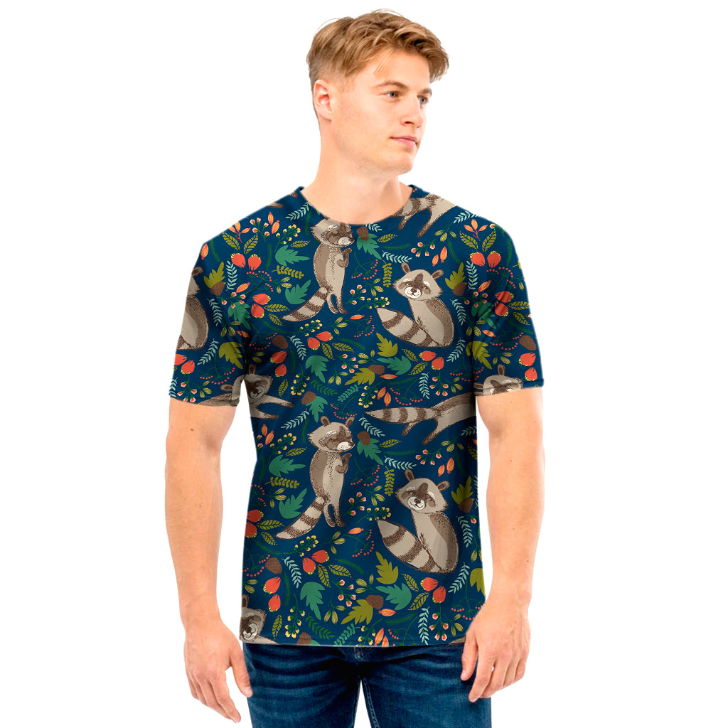 Cartoon Raccoon Pattern Print Men's T-Shirt