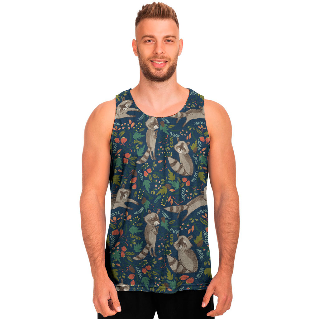 Cartoon Raccoon Pattern Print Men's Tank Top