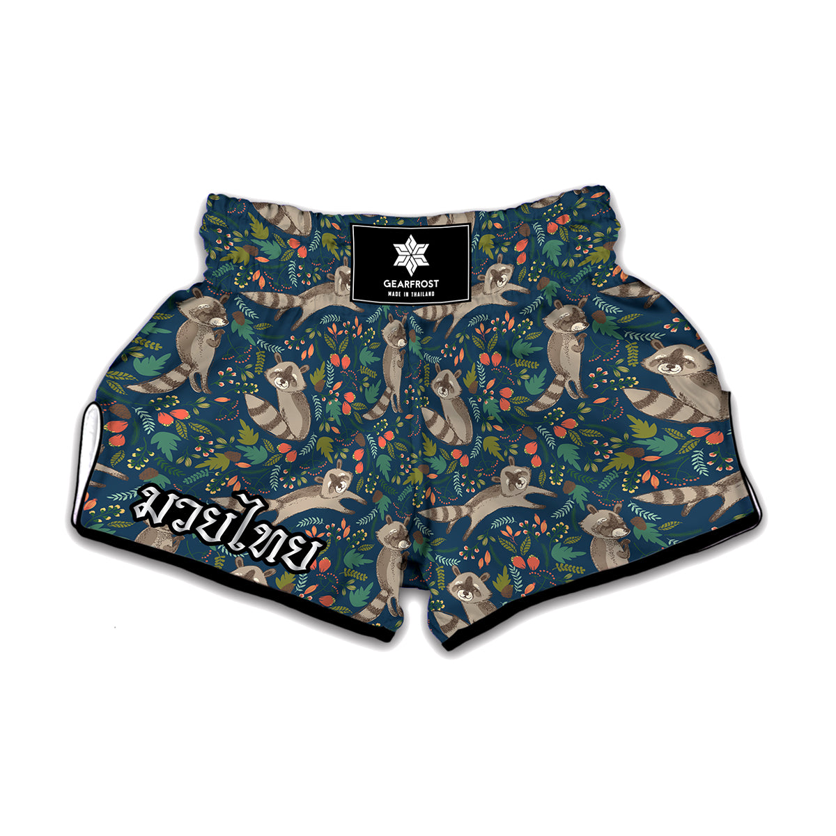 Cartoon Raccoon Pattern Print Muay Thai Boxing Shorts