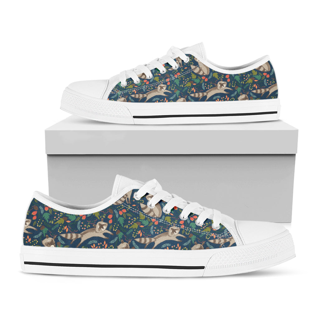 Cartoon Raccoon Pattern Print White Low Top Shoes