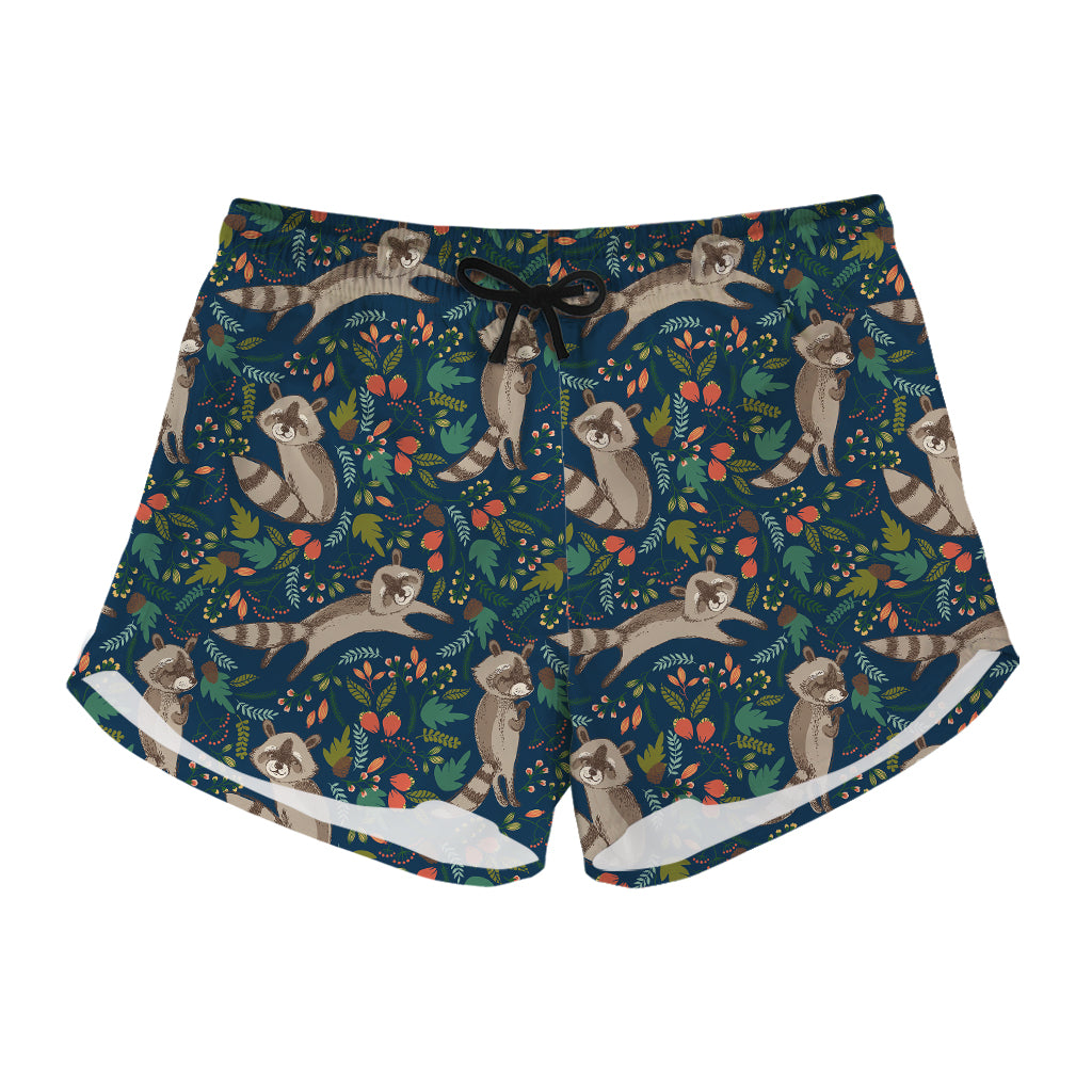 Cartoon Raccoon Pattern Print Women's Shorts