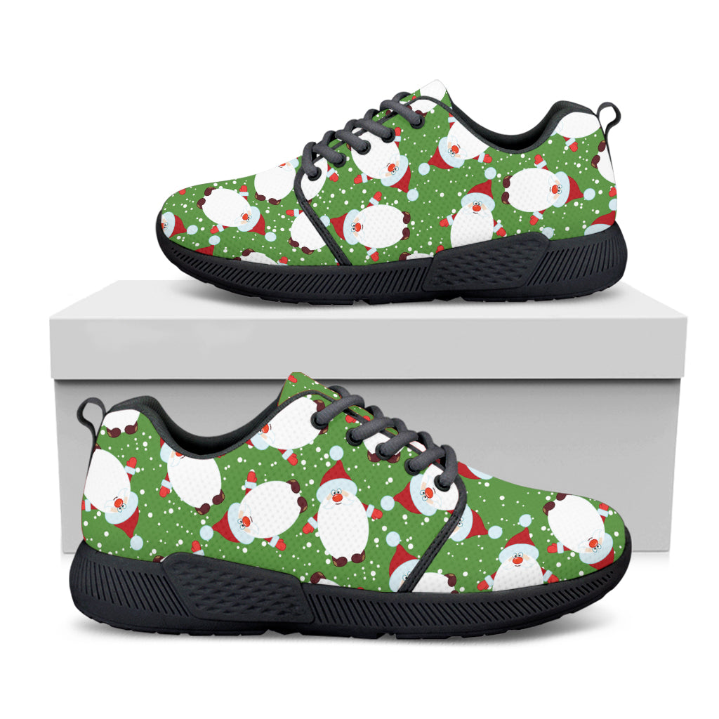 Cartoon Santa Claus Pattern Print Black Athletic Shoes