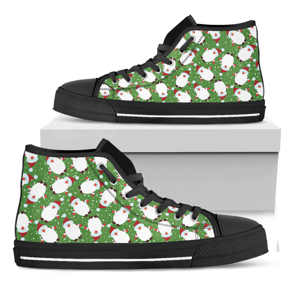 Cartoon Santa Claus Pattern Print Black High Top Shoes