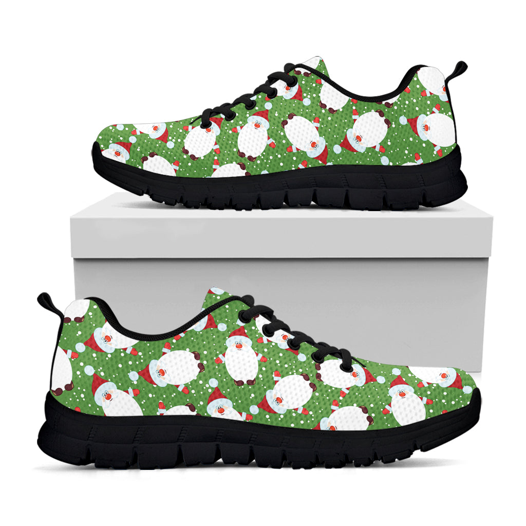 Cartoon Santa Claus Pattern Print Black Sneakers