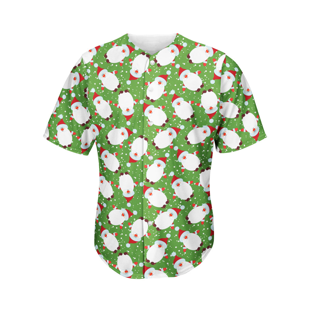 Cartoon Santa Claus Pattern Print Men's Baseball Jersey