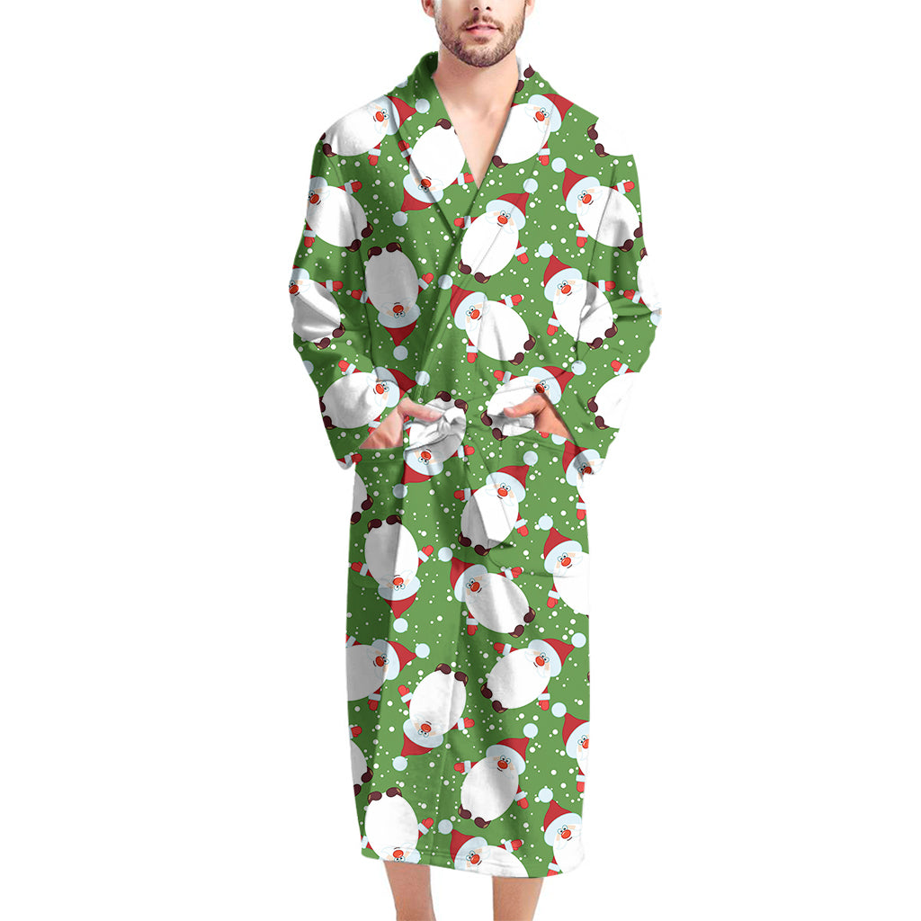 Cartoon Santa Claus Pattern Print Men's Bathrobe