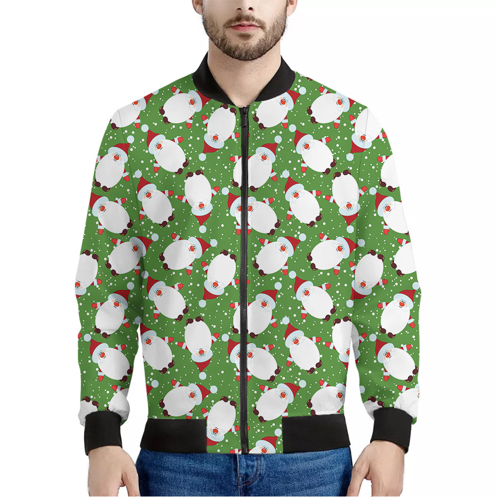 Cartoon Santa Claus Pattern Print Men's Bomber Jacket