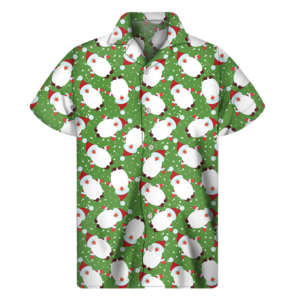 Cartoon Santa Claus Pattern Print Men's Short Sleeve Shirt