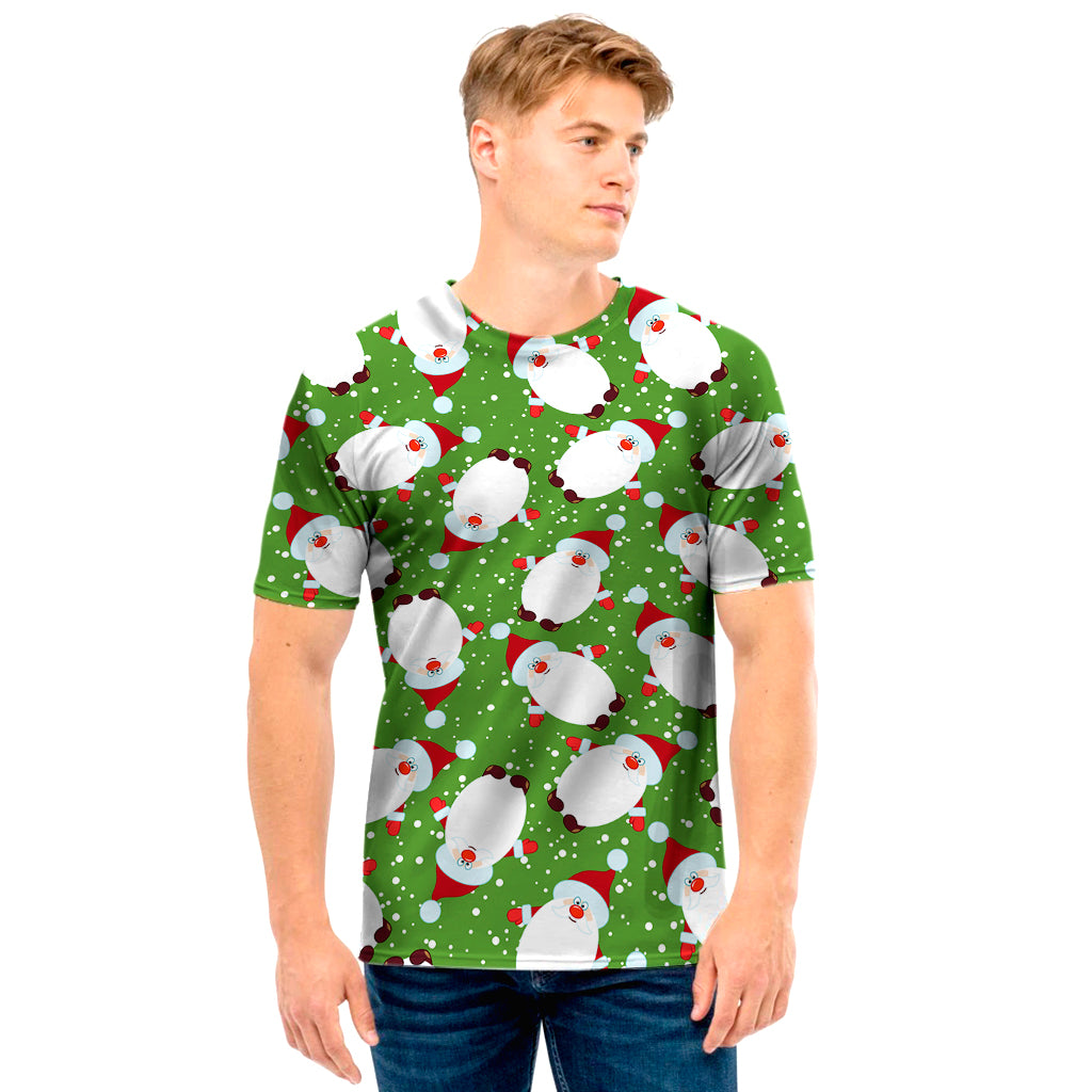 Cartoon Santa Claus Pattern Print Men's T-Shirt