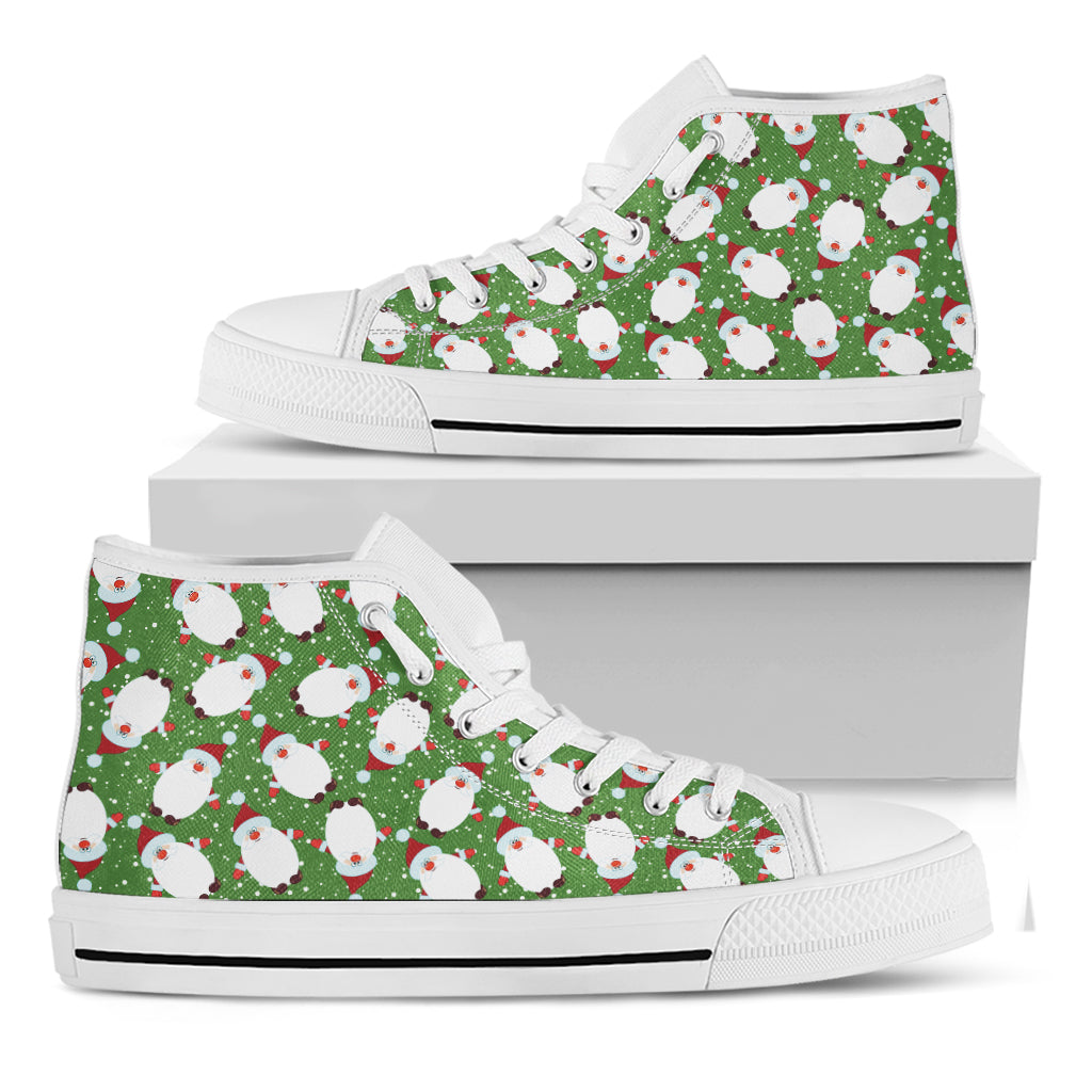 Cartoon Santa Claus Pattern Print White High Top Shoes