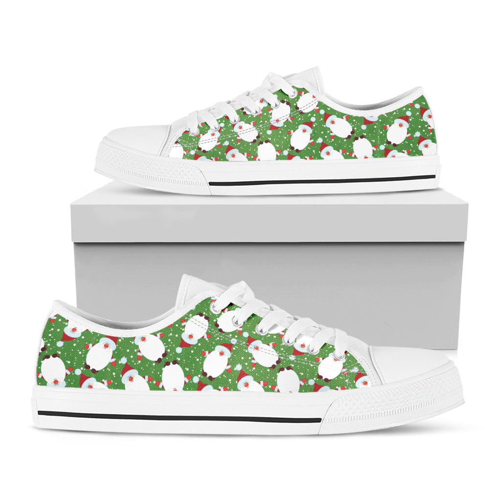 Cartoon Santa Claus Pattern Print White Low Top Shoes