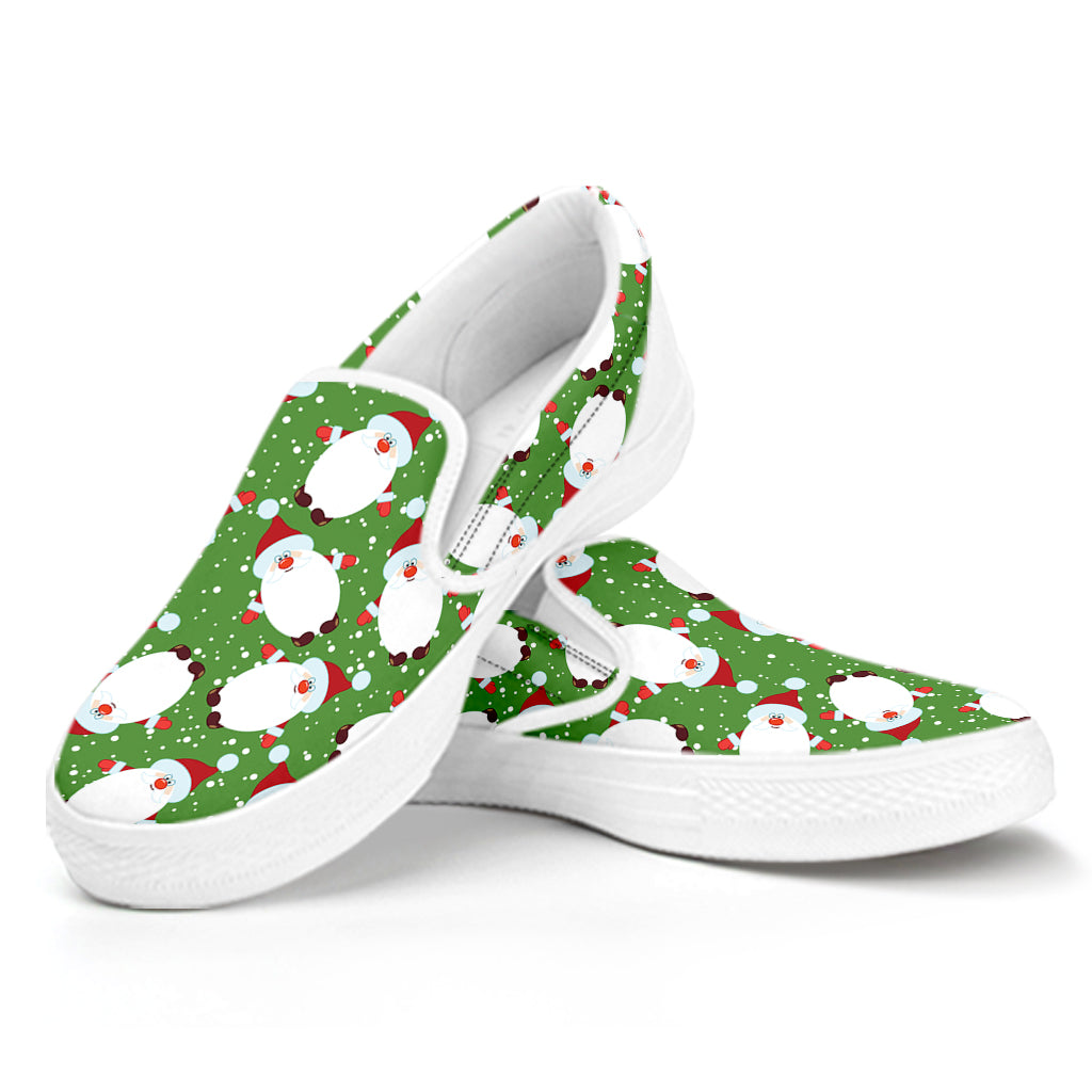 Cartoon Santa Claus Pattern Print White Slip On Shoes