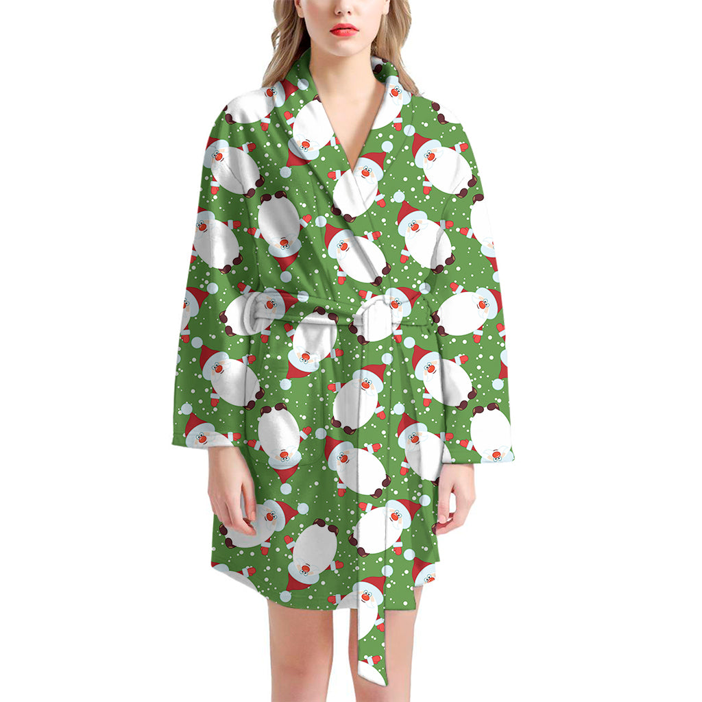 Cartoon Santa Claus Pattern Print Women's Bathrobe