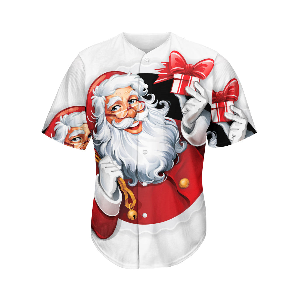 Cartoon Santa Claus Print Men's Baseball Jersey