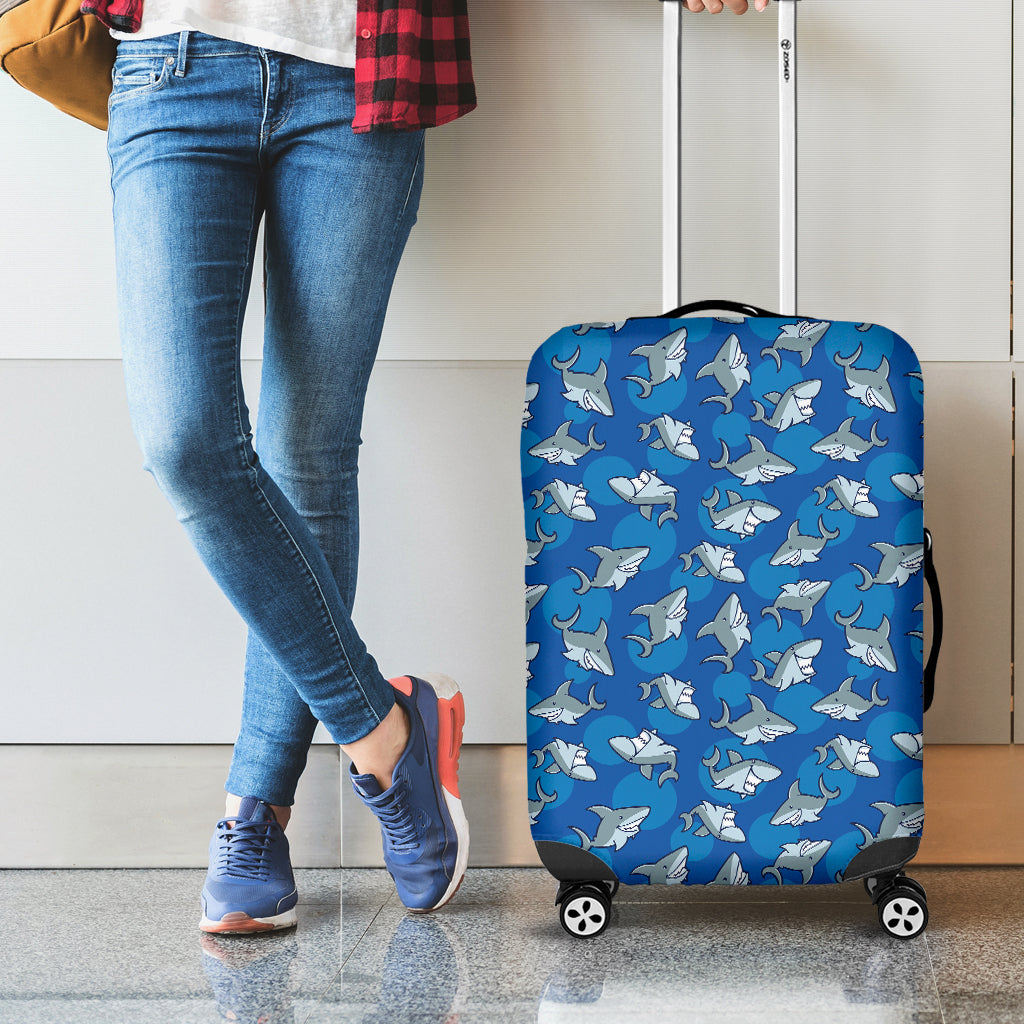 Cartoon Shark Pattern Print Luggage Cover