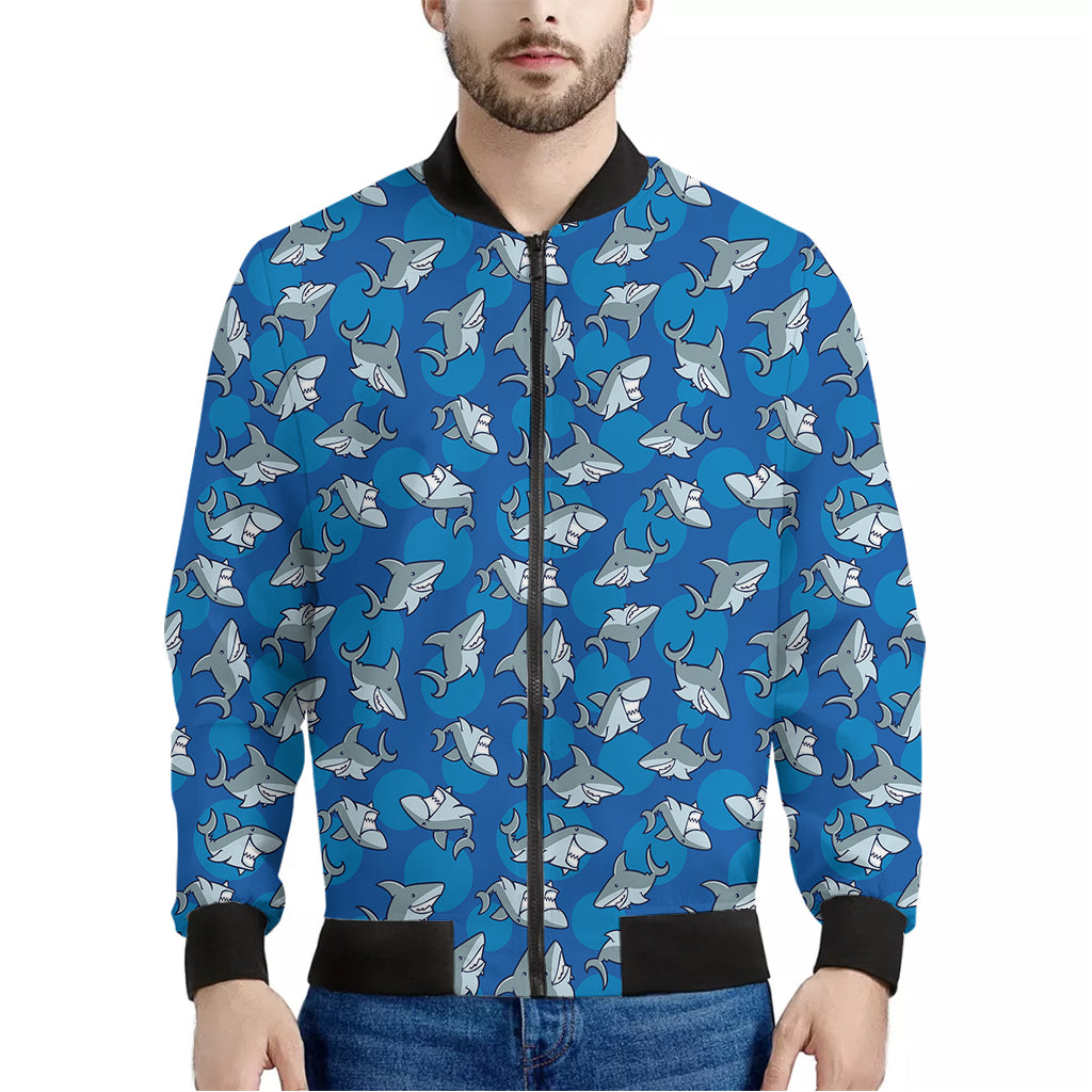 Cartoon Shark Pattern Print Men's Bomber Jacket