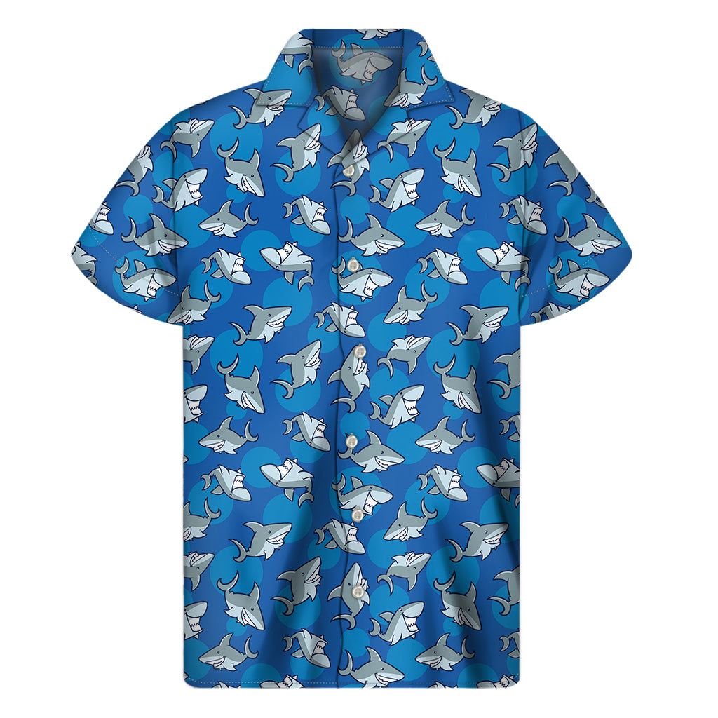 Cartoon Shark Pattern Print Men's Short Sleeve Shirt