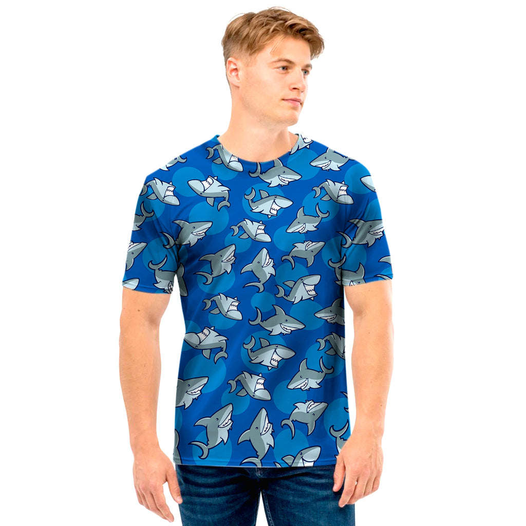 Cartoon Shark Pattern Print Men's T-Shirt