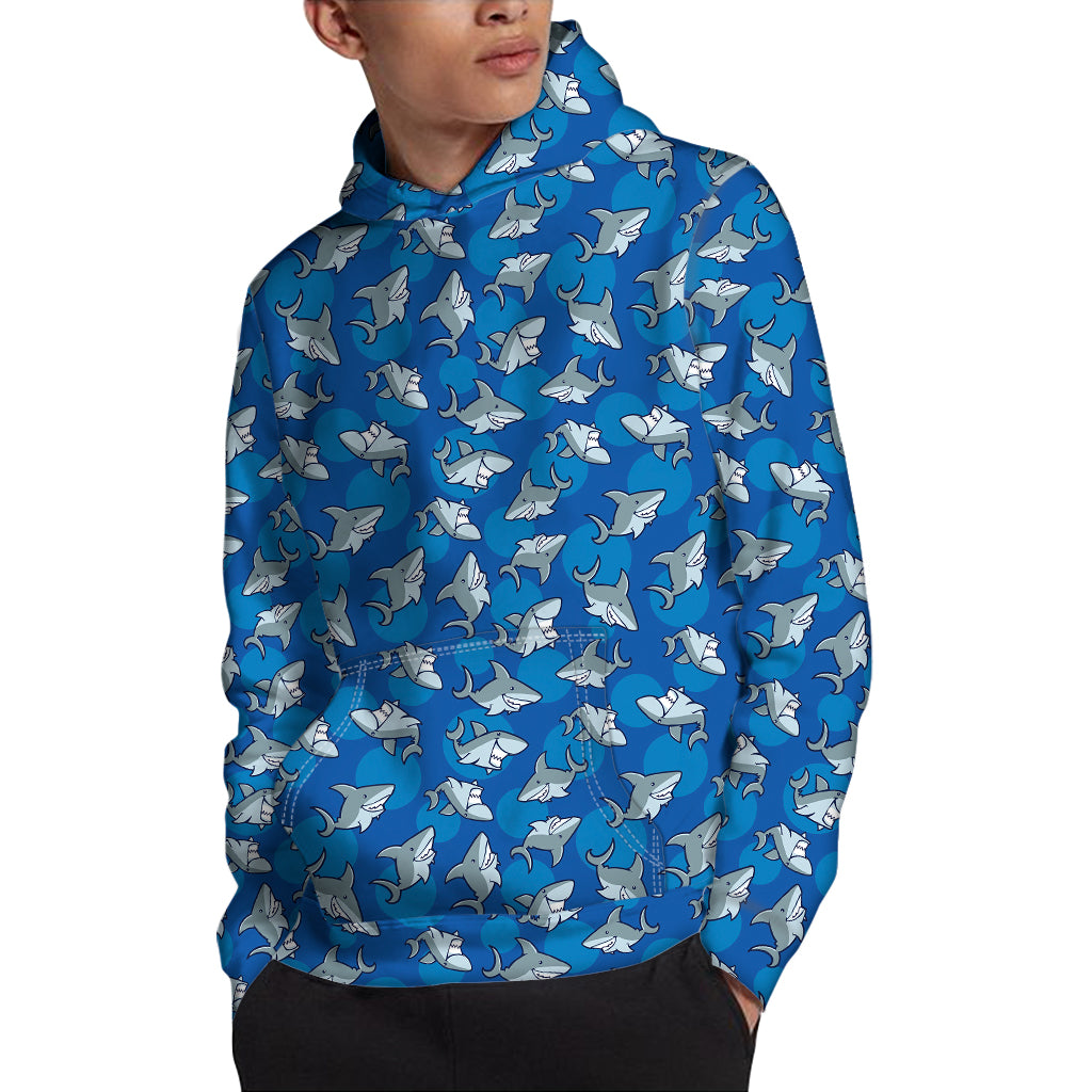 Cartoon Shark Pattern Print Pullover Hoodie