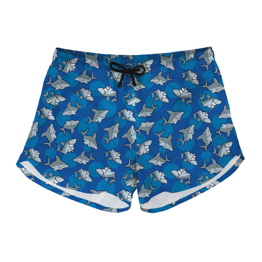 Cartoon Shark Pattern Print Women's Shorts